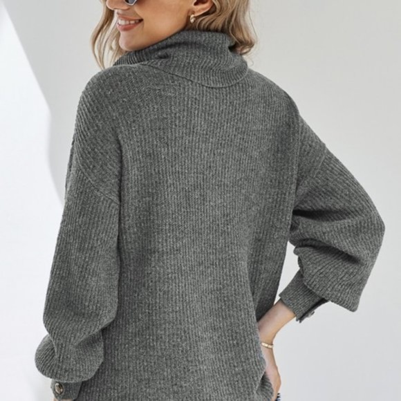 Ribbed knit pullover turtleneck SWEATER - CREAM - Picture 5 of 16